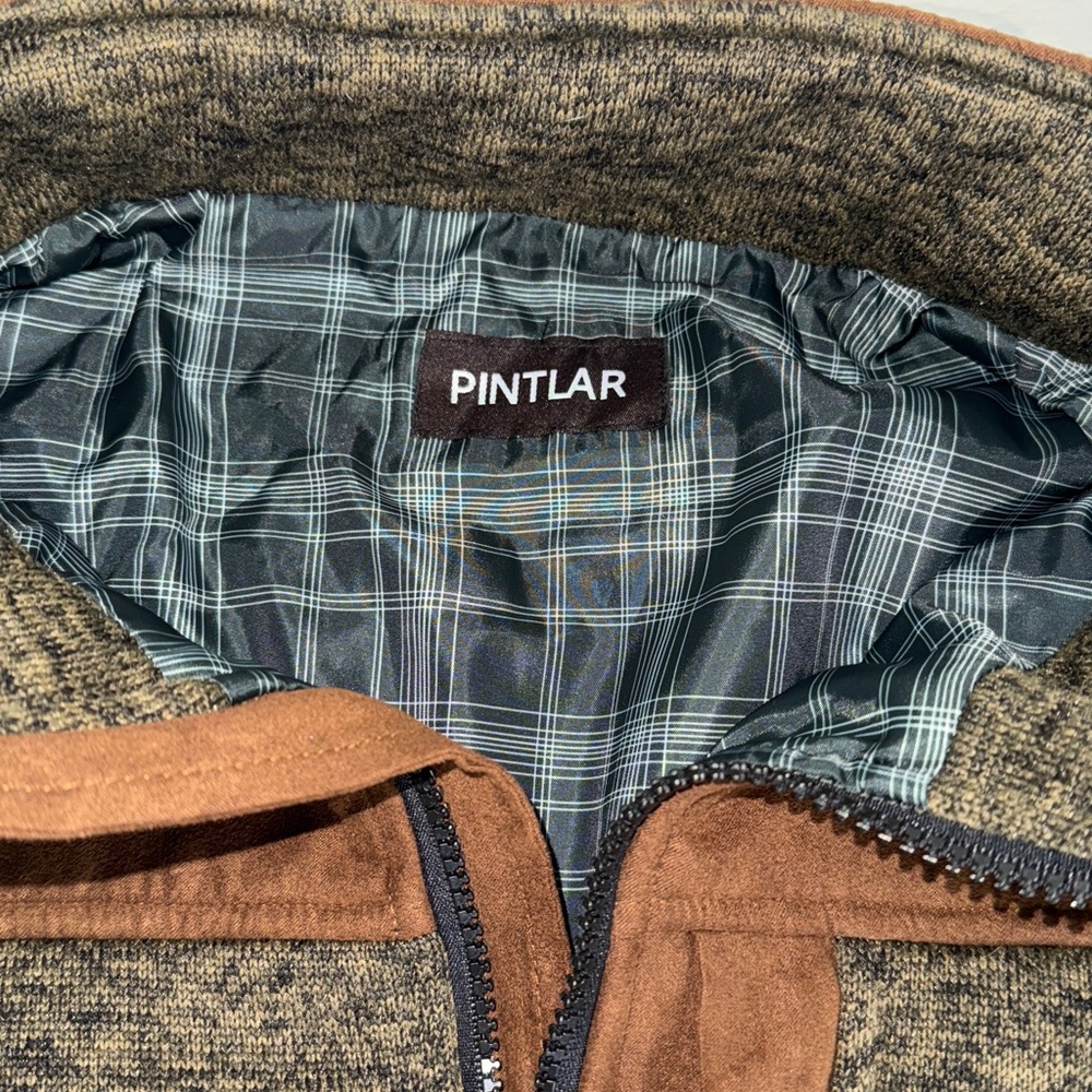 Pintlar Men’s Two Tone Zip Up Sweater Brown Faux Suede & Olive Size XXL - Picture 9 of 16